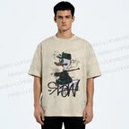 Unisex Vintage Funny Slow Duck Printed Washed Tee