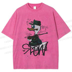 Unisex Vintage Funny Slow Duck Printed Washed Tee