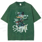 Unisex Vintage Funny Slow Duck Printed Washed Tee