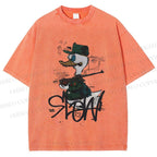 Unisex Vintage Funny Slow Duck Printed Washed Tee