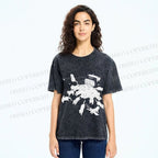 Unisex Vintage Cat Ink Printed Washed Tee