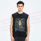 Unisex Vintage Ghost Halloween Printed Washed Tank Top