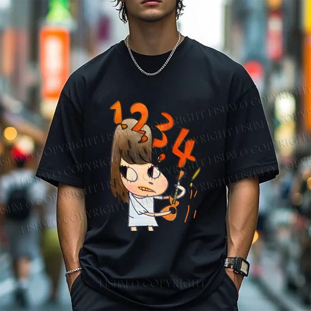 Unisex Japanese Art Yoshitomo Nara Counting Classic Cotton T-shirt