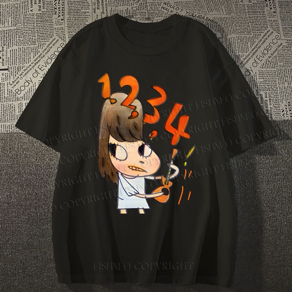 Unisex Japanese Art Yoshitomo Nara Counting Classic Cotton T-shirt