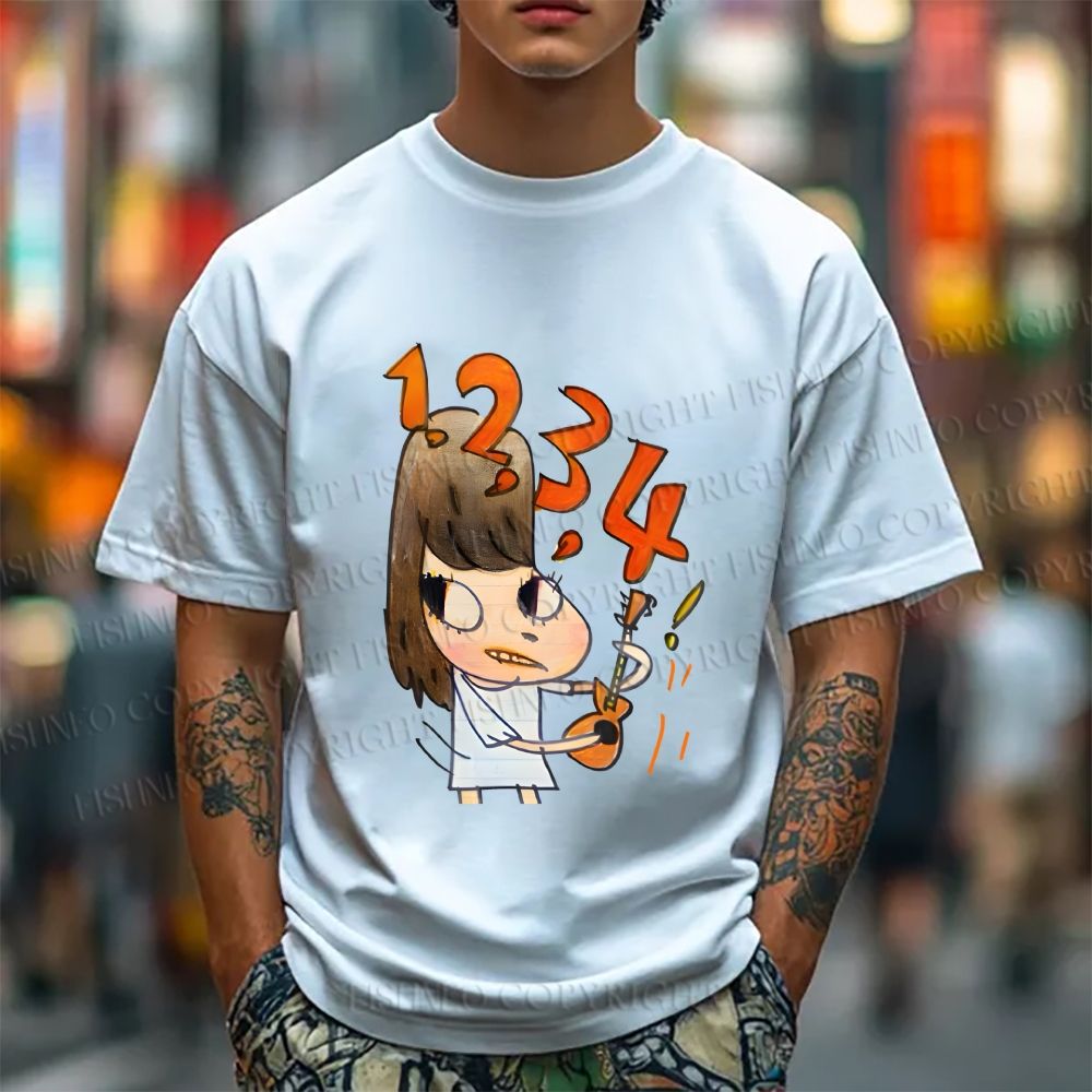 Unisex Japanese Art Yoshitomo Nara Counting Classic Cotton T-shirt