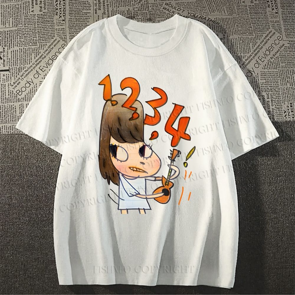 Unisex Japanese Art Yoshitomo Nara Counting Classic Cotton T-shirt