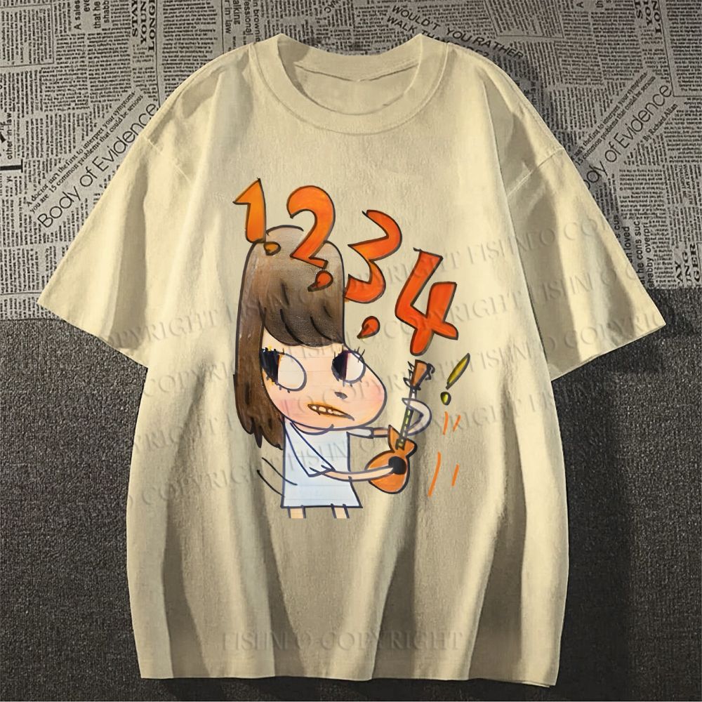 Unisex Japanese Art Yoshitomo Nara Counting Classic Cotton T-shirt