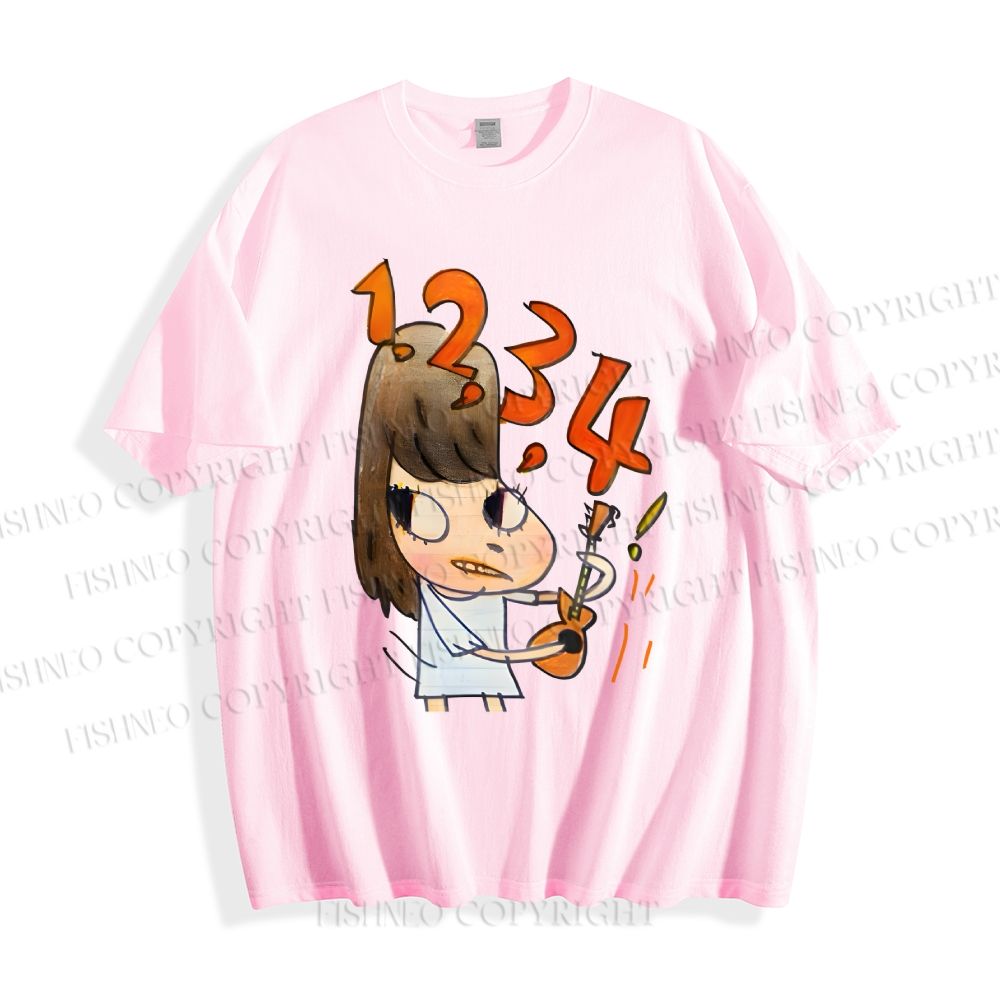Unisex Japanese Art Yoshitomo Nara Counting Classic Cotton T-shirt