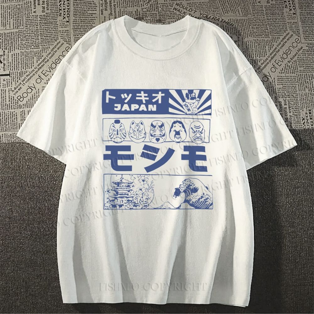 Unisex Vintage Japanese Comic Graffiti Classic Cotton T-shirt