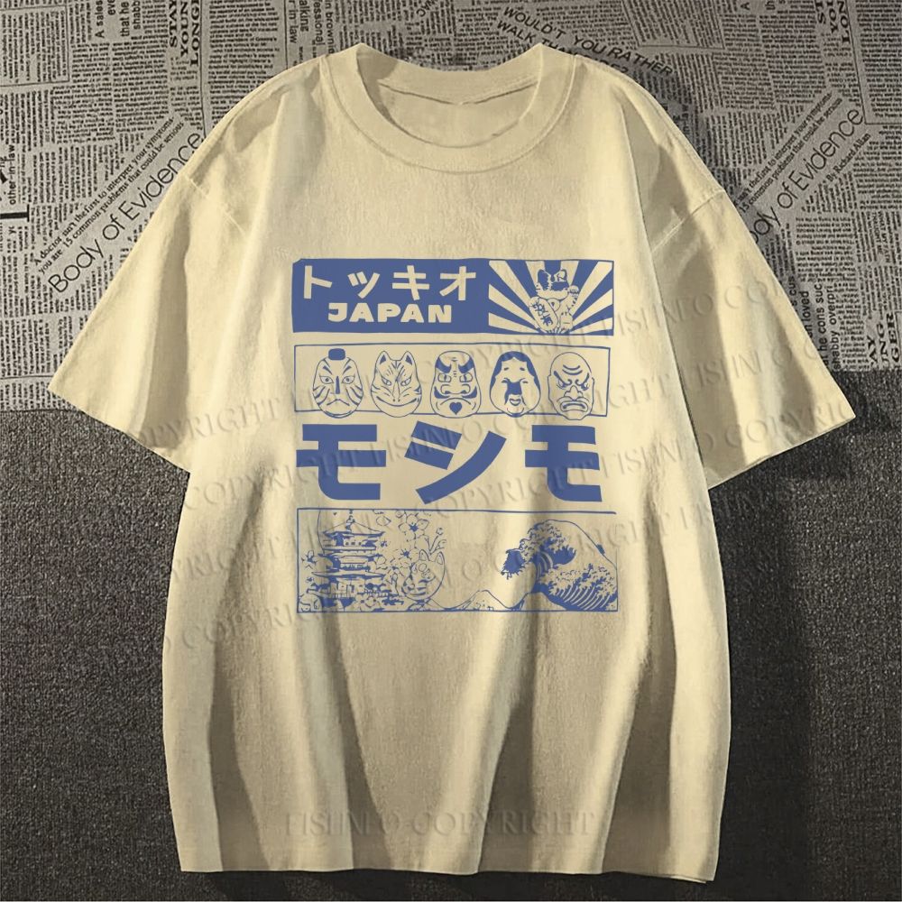 Unisex Vintage Japanese Comic Graffiti Classic Cotton T-shirt
