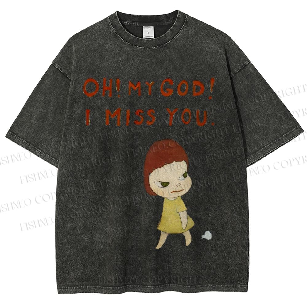 Unisex Yoshitomo Nara Printed Washed Tee