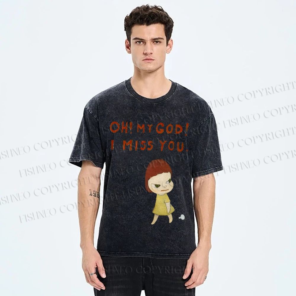 Unisex Yoshitomo Nara Printed Washed Tee