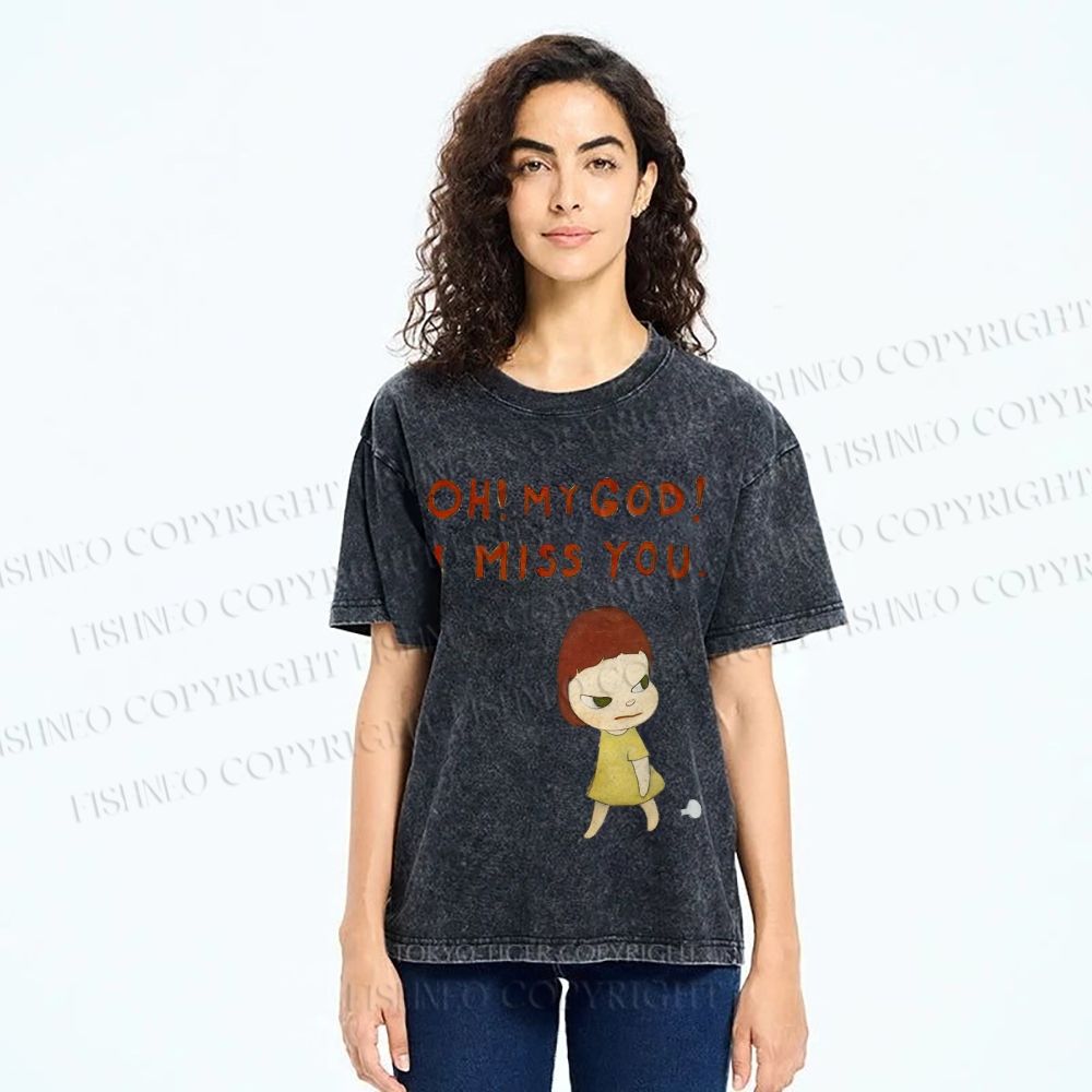 Unisex Yoshitomo Nara Printed Washed Tee