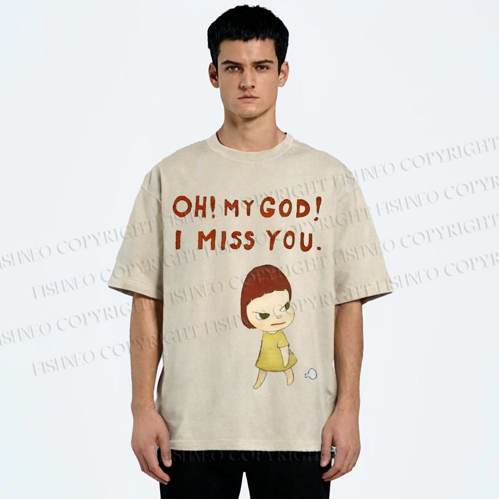 Unisex Yoshitomo Nara Printed Washed Tee