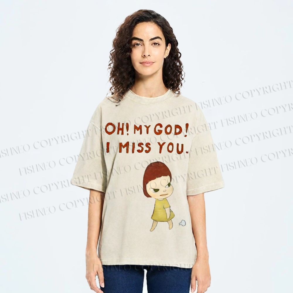 Unisex Yoshitomo Nara Printed Washed Tee