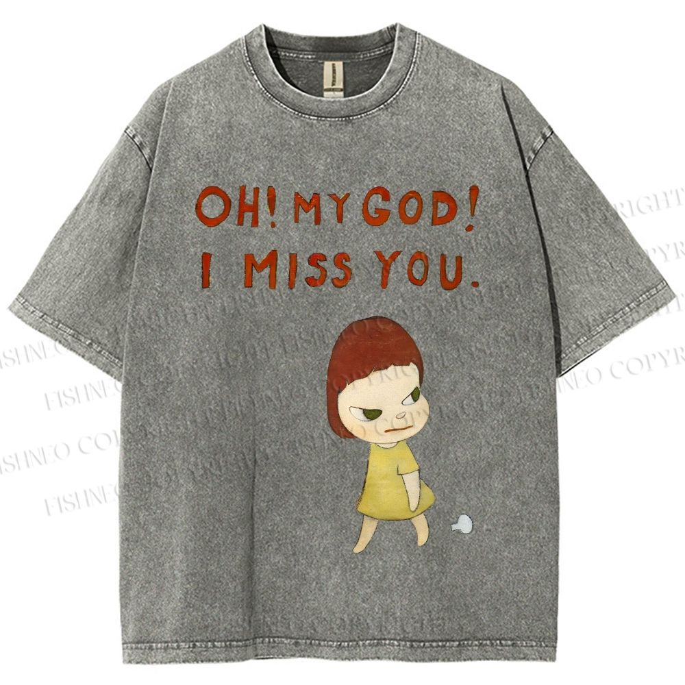 Unisex Yoshitomo Nara Printed Washed Tee
