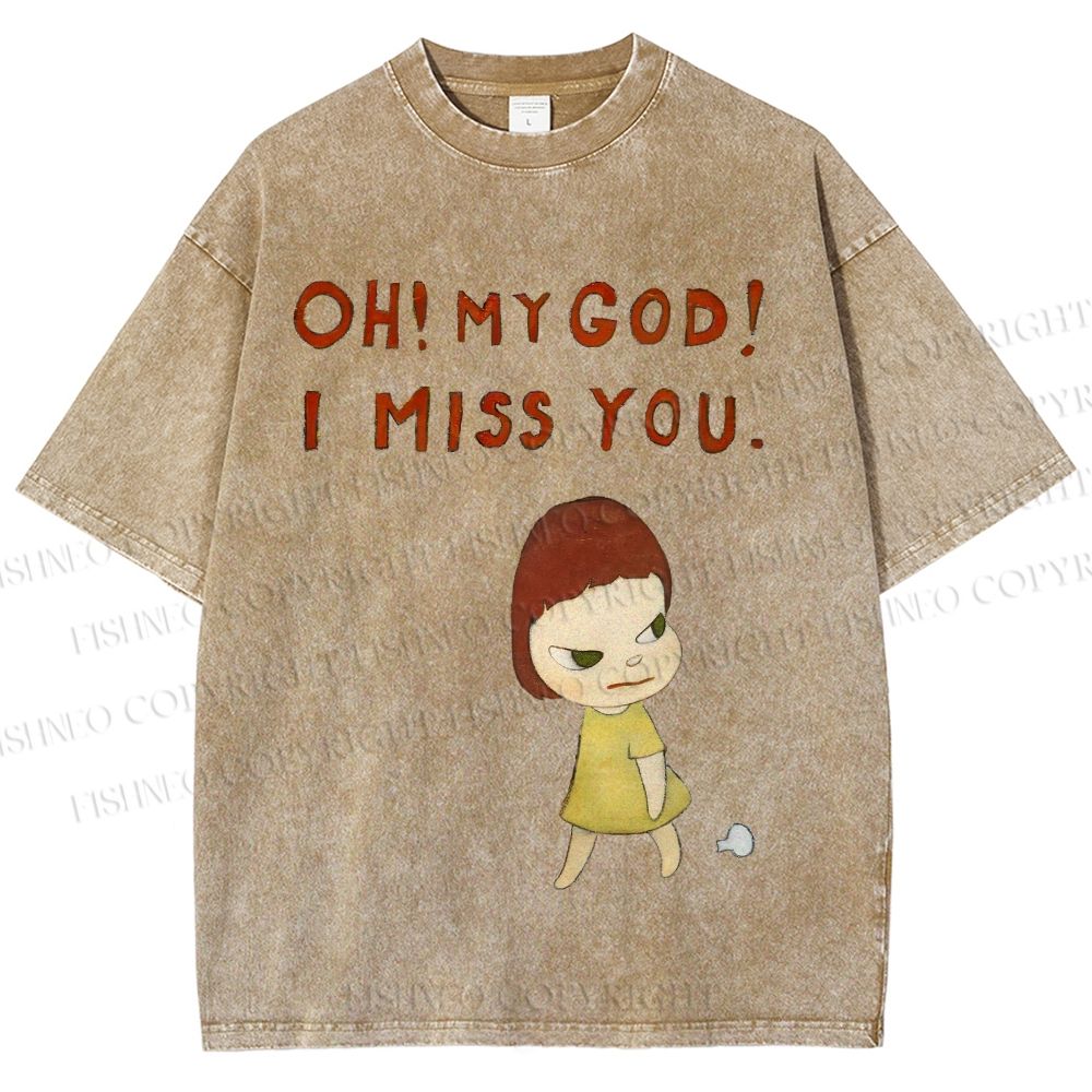 Unisex Yoshitomo Nara Printed Washed Tee