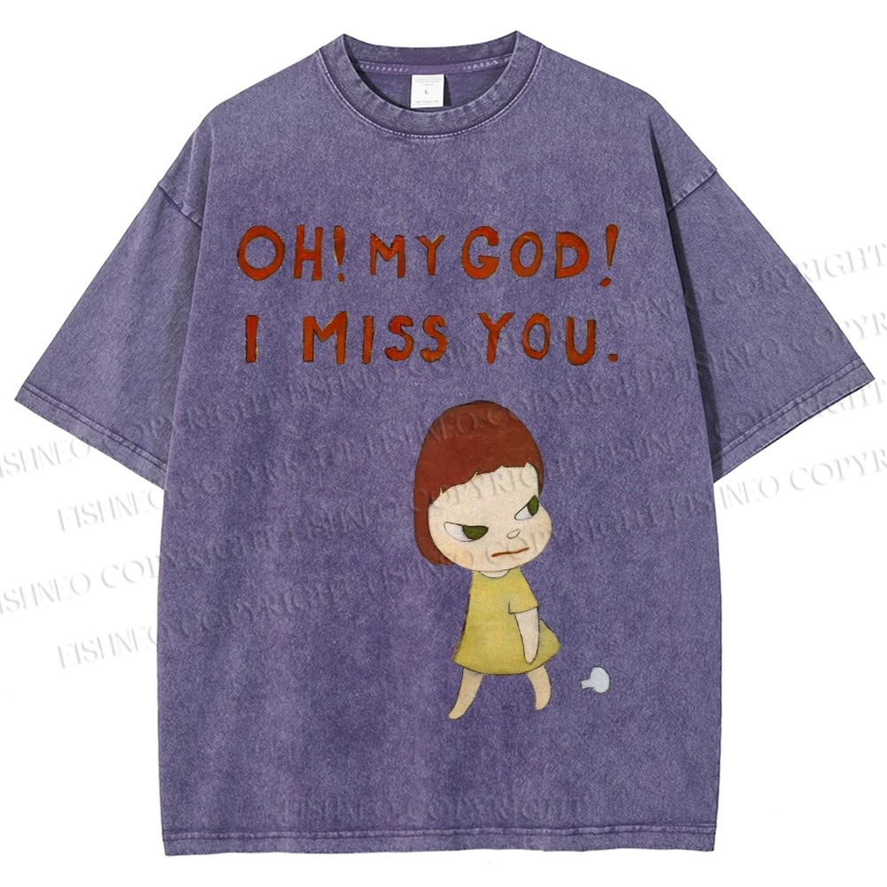 Unisex Yoshitomo Nara Printed Washed Tee