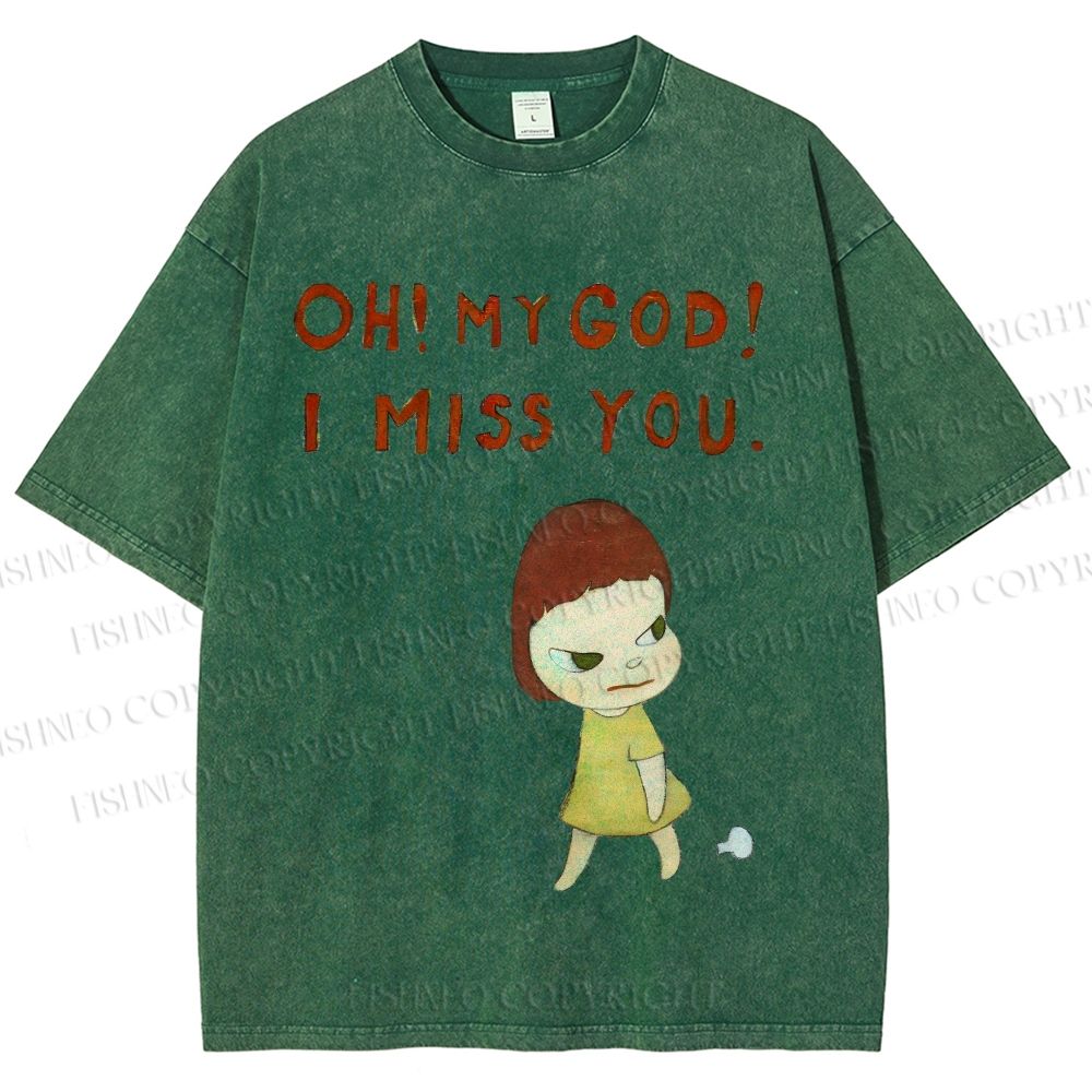 Unisex Yoshitomo Nara Printed Washed Tee