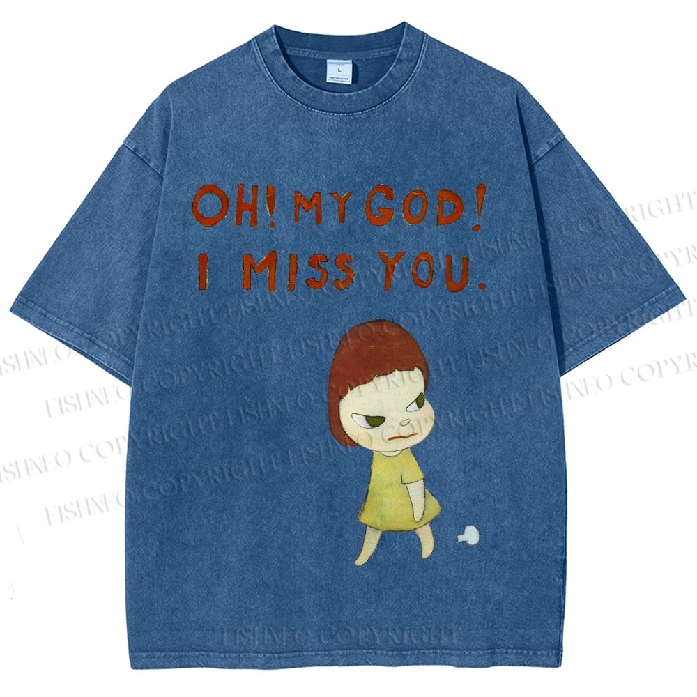 Unisex Yoshitomo Nara Printed Washed Tee