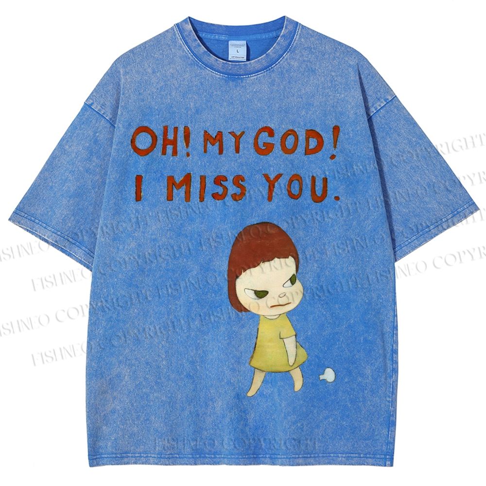 Unisex Yoshitomo Nara Printed Washed Tee