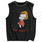 Unisex Yoshitomo Nara Printed Washed Tank Top
