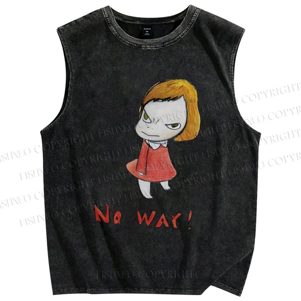 Unisex Yoshitomo Nara Printed Washed Tank Top