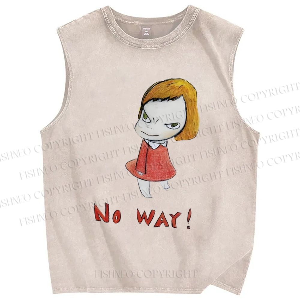 Unisex Yoshitomo Nara Printed Washed Tank Top