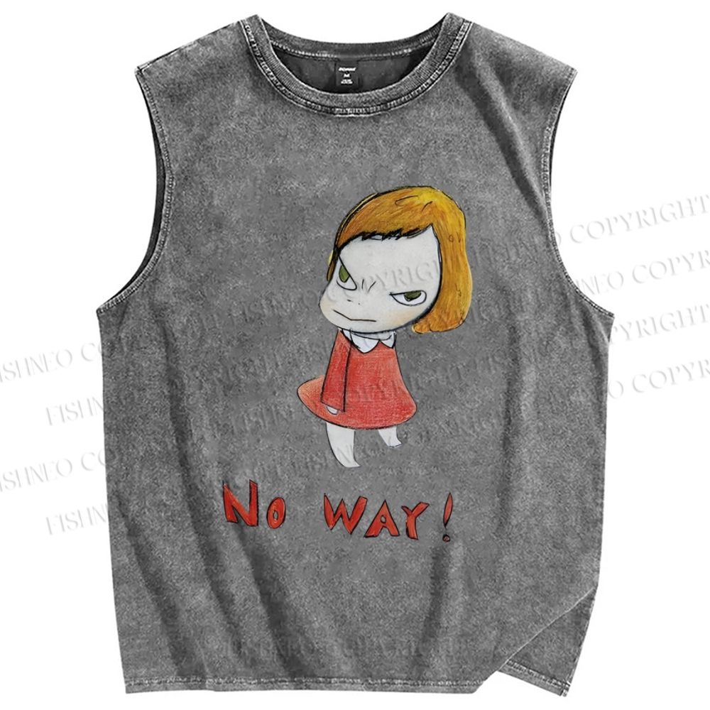 Unisex Yoshitomo Nara Printed Washed Tank Top