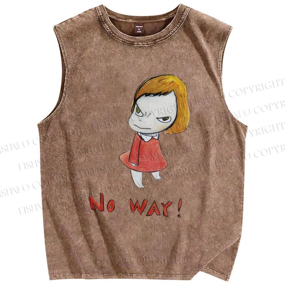 Unisex Yoshitomo Nara Printed Washed Tank Top