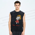 Unisex Yoshitomo Nara Printed Washed Tank Top