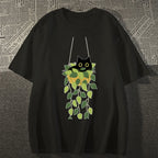 Black Cat And Plants Classic T-Shirt