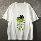 Black Cat And Plants Classic T-Shirt