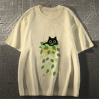 Black Cat And Plants Classic T-Shirt