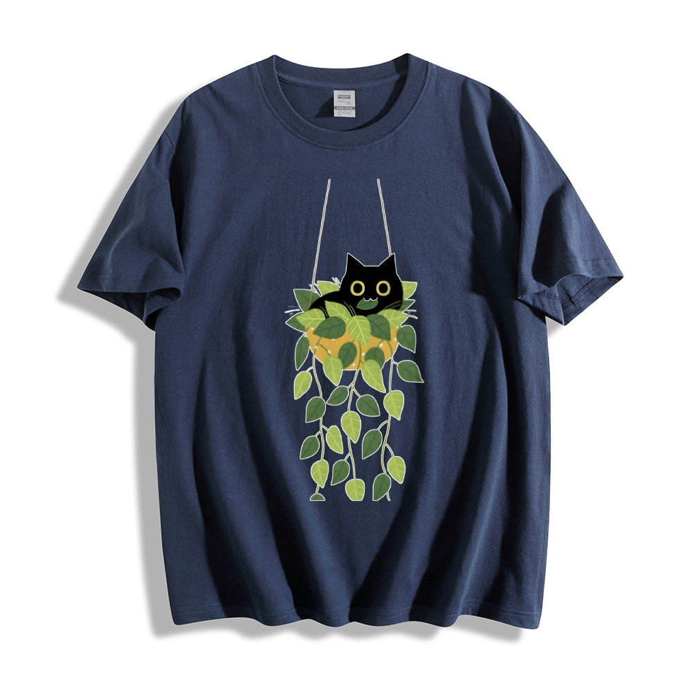 Black Cat And Plants Classic T-Shirt