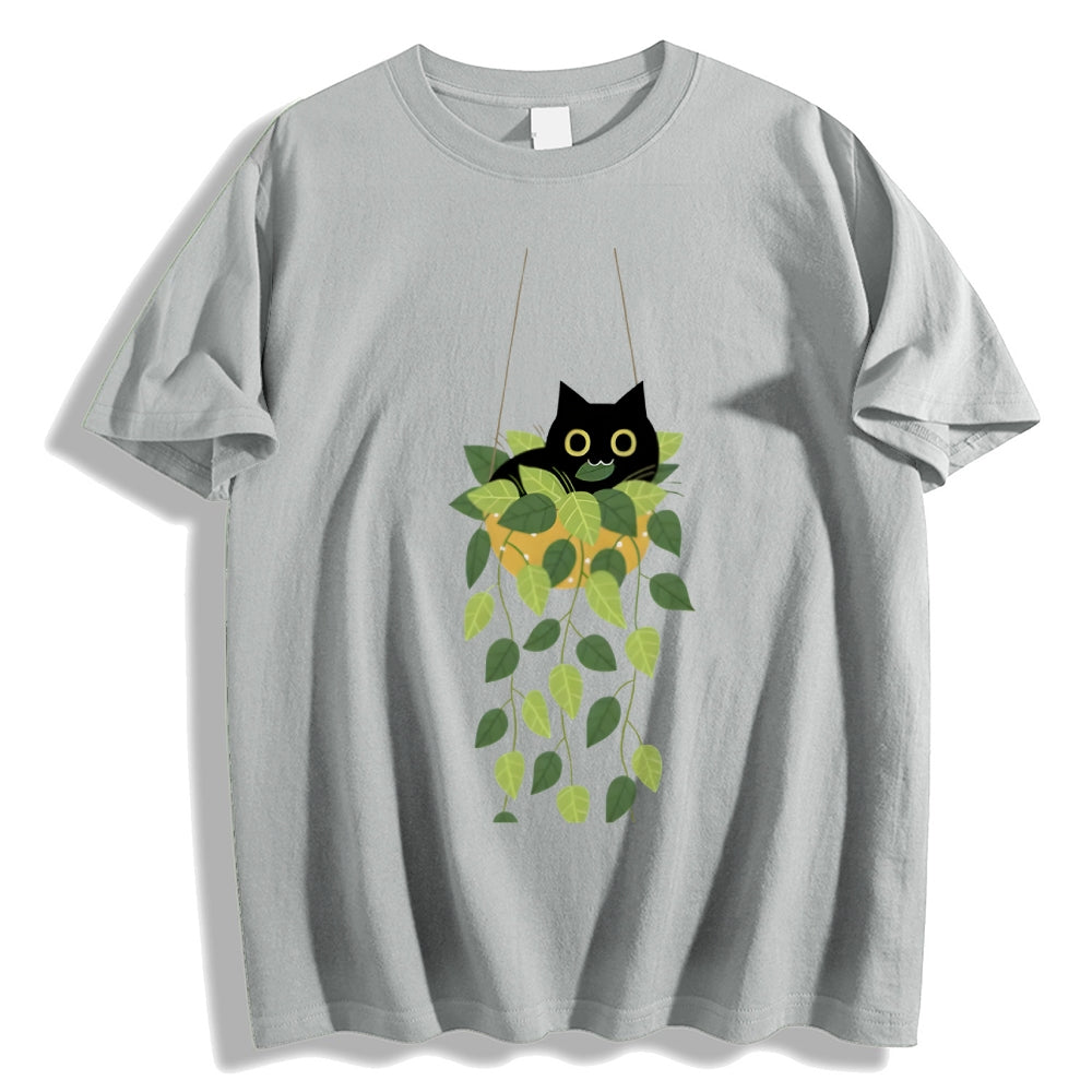 Black Cat And Plants Classic T-Shirt