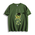 Black Cat And Plants Classic T-Shirt