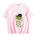 Black Cat And Plants Classic T-Shirt