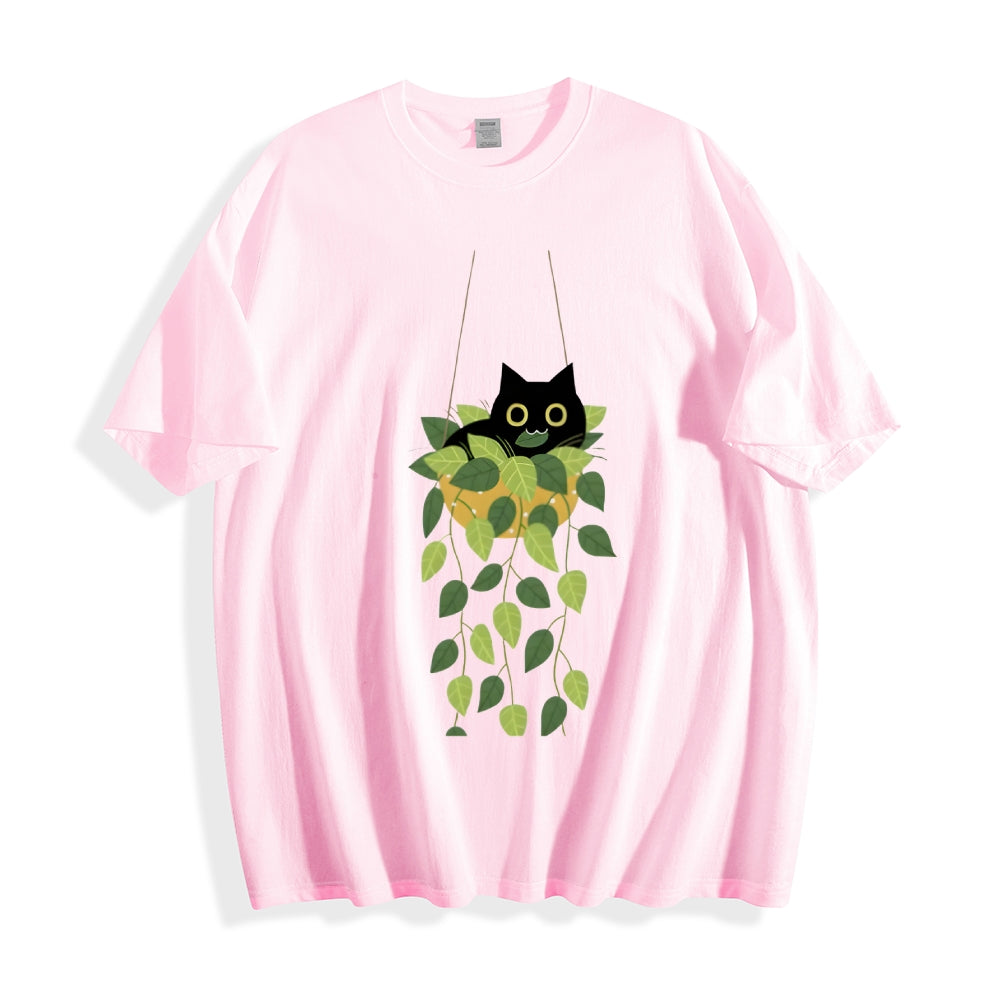 Black Cat And Plants Classic T-Shirt