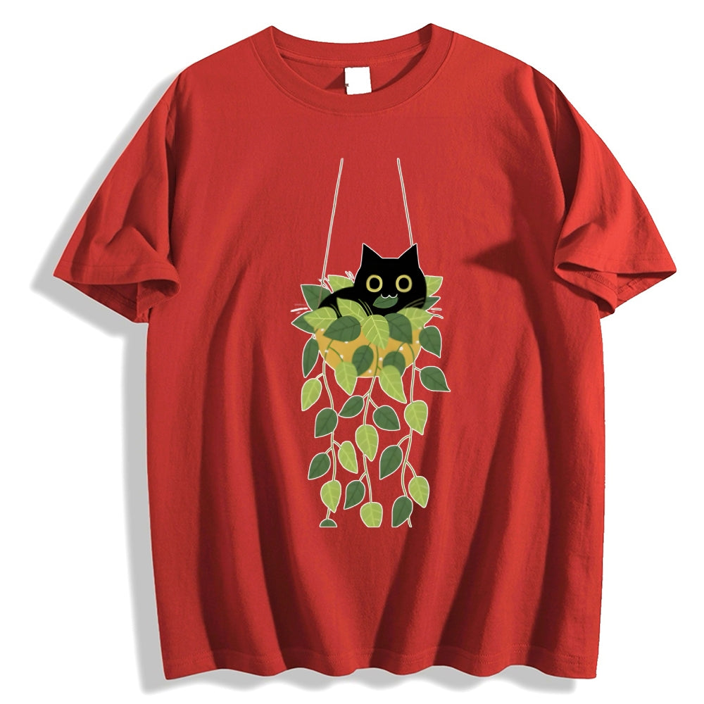 Black Cat And Plants Classic T-Shirt