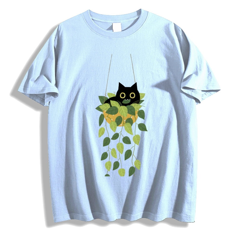 Black Cat And Plants Classic T-Shirt