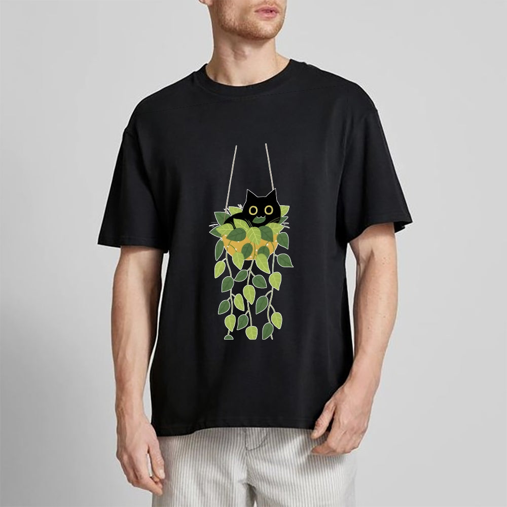 Black Cat And Plants Classic T-Shirt