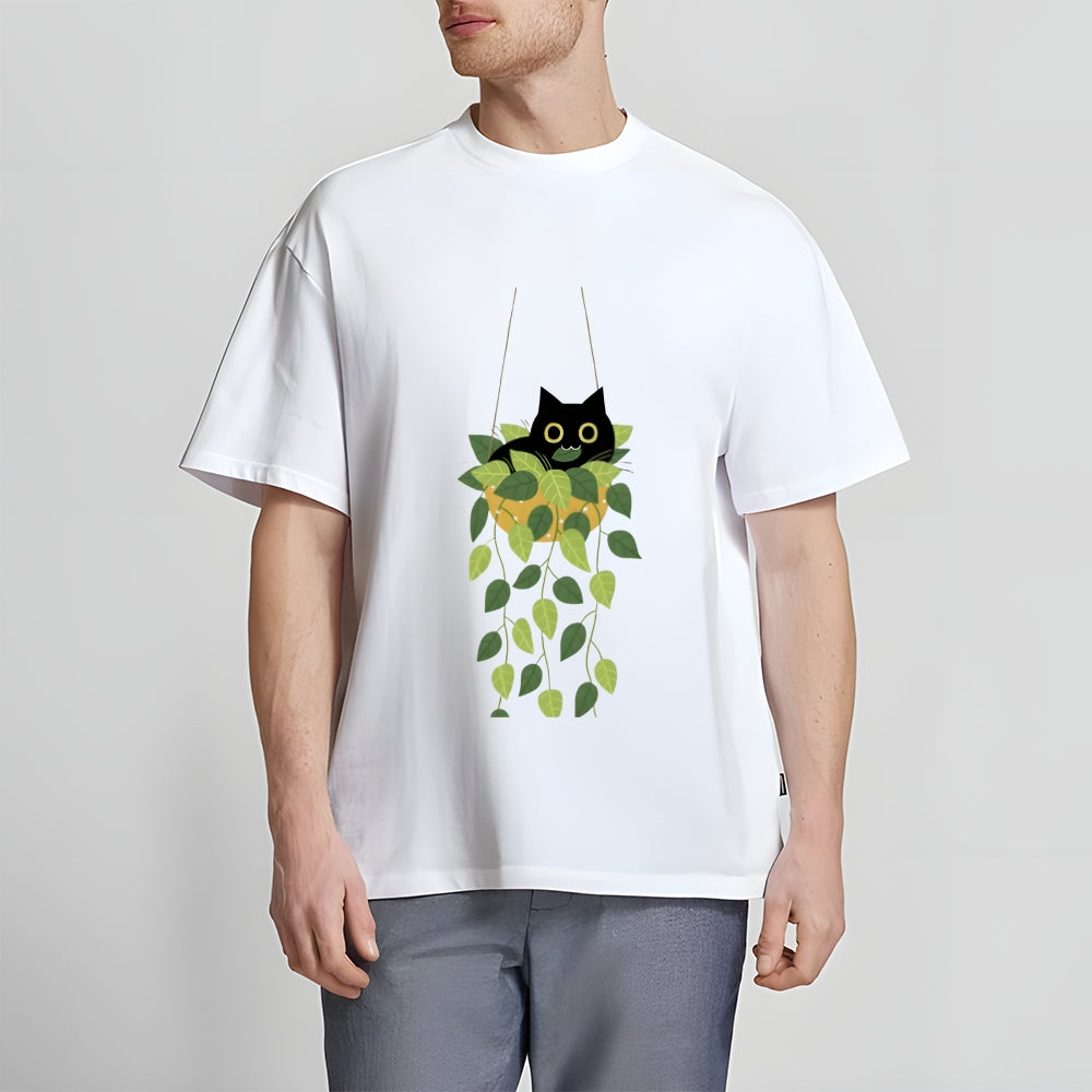 Black Cat And Plants Classic T-Shirt