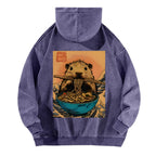 Guinea Pig Ramen Vintage Washed Cotton Back Art Hoodie