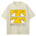 Unisex Are You Ok Cat Printed Washed Tee