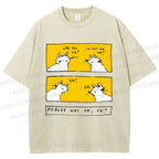 Unisex Are You Ok Cat Printed Washed Tee