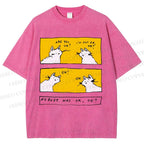 Unisex Are You Ok Cat Printed Washed Tee
