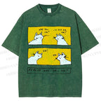 Unisex Are You Ok Cat Printed Washed Tee