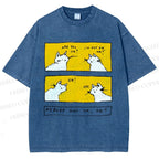 Unisex Are You Ok Cat Printed Washed Tee