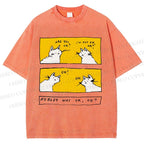 Unisex Are You Ok Cat Printed Washed Tee